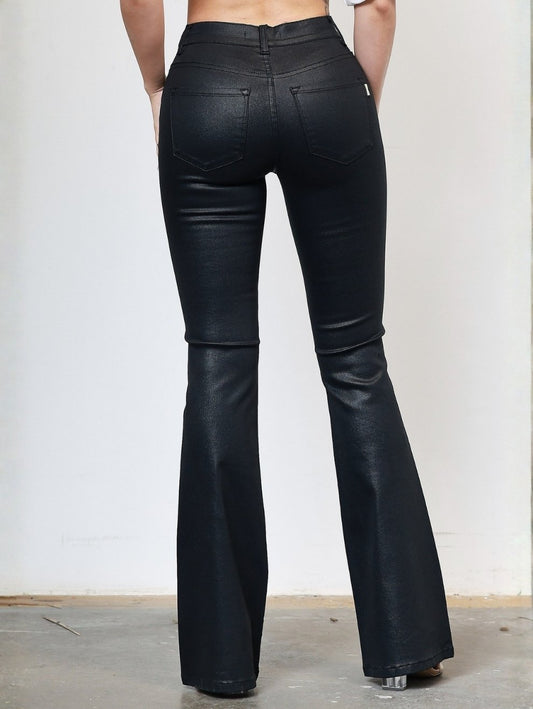 Black Coated Flare Pant