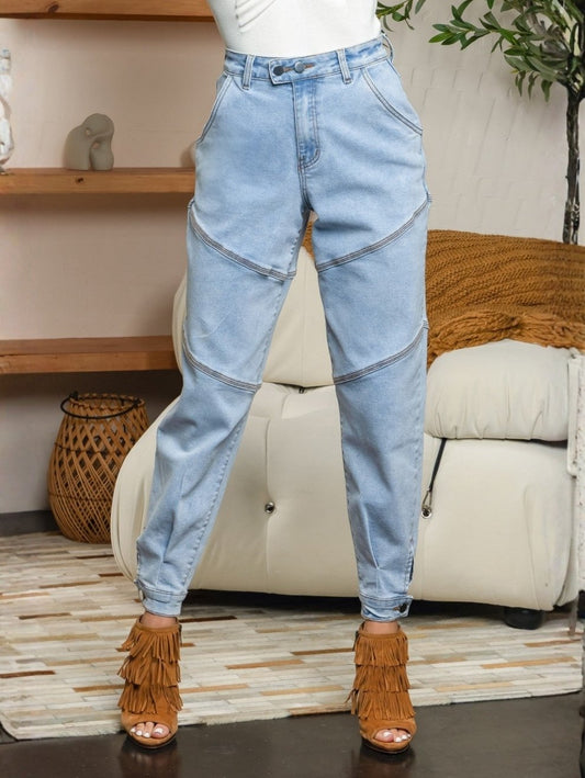 Stretchy barrel jean