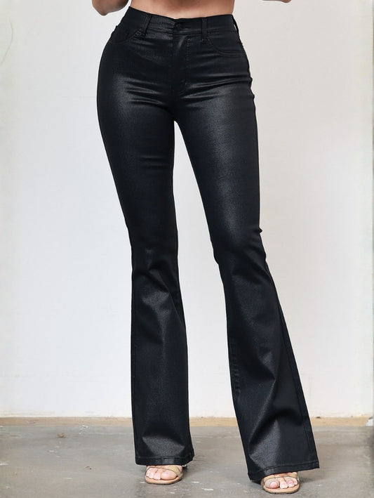 Black Coated Flare Pant