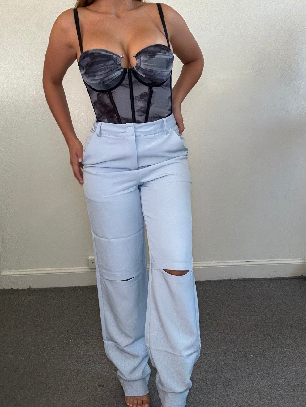 High-Rise Cut Out Pants