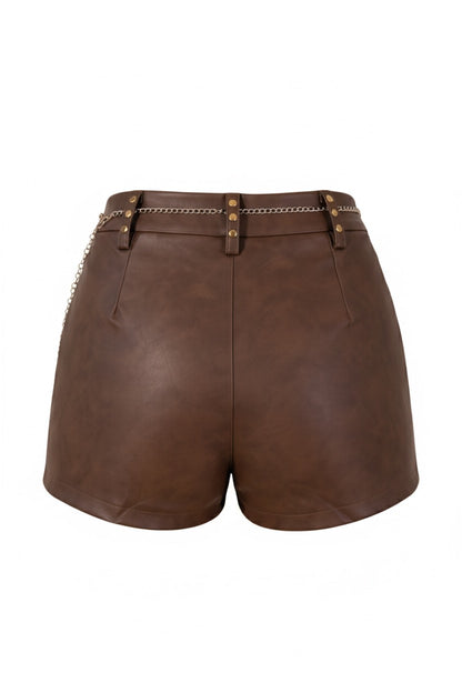 Chocolate Faux Leather Shorts