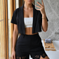 Sienna Embroidered Cropped Blazer & Shorts Set
