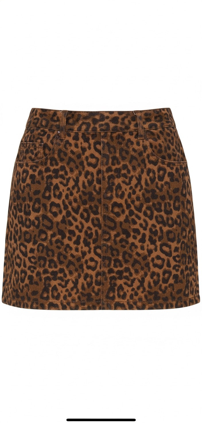 Leopard Print Mini Skirt
